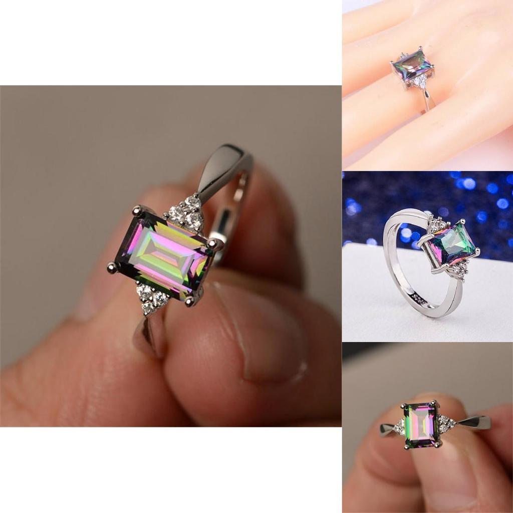 Sophisticated Small Square Ring Unique Personality Metal Inlaid For Women