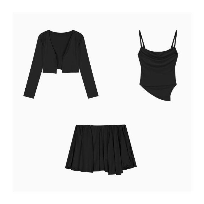 

Korean Style Women s Three-Piece Set: Sunscreen Cardigan, Camisole Tank Top, and Pleated Mini Skirt for Autumn/Winter L (100-110 jin) чёрный