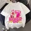 Summer Breathable T-shirts Short Sleeves Shirt Gift Sonics New Pink T-shirt for Girls Birthday Number 1-9 Cute Cartoon White Tee