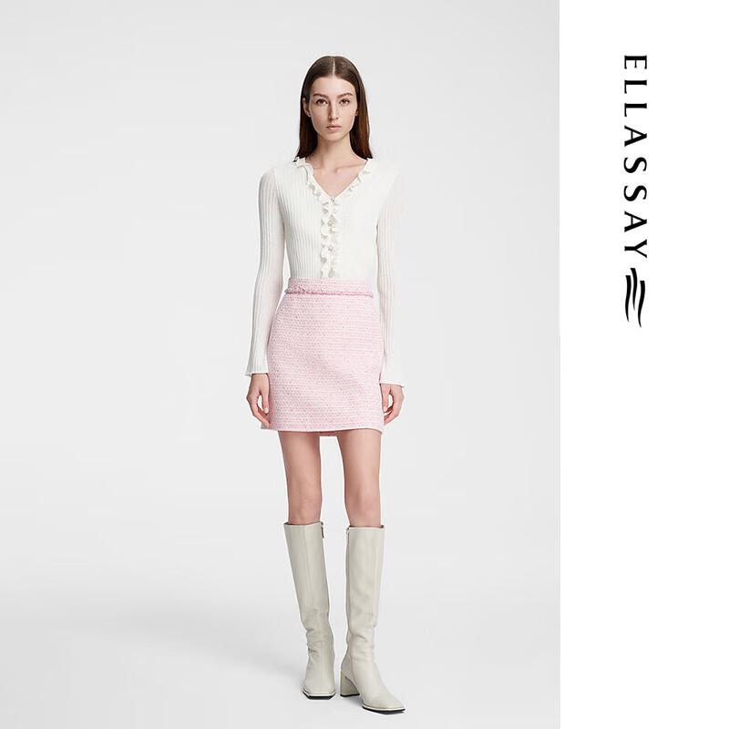 ELLASSAY Women's French Ruffle Hem Wool Blend Sweater