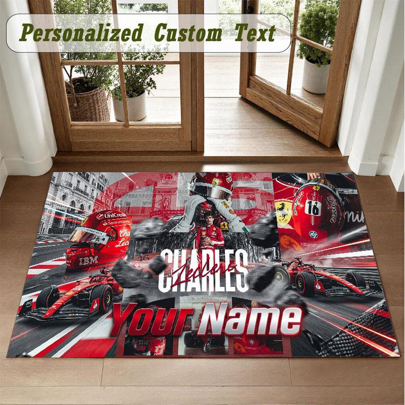 Crystal Velvet Square Rug Custom NameCharles Leclerc Pattern Non Slip Home Floor Decor Rug