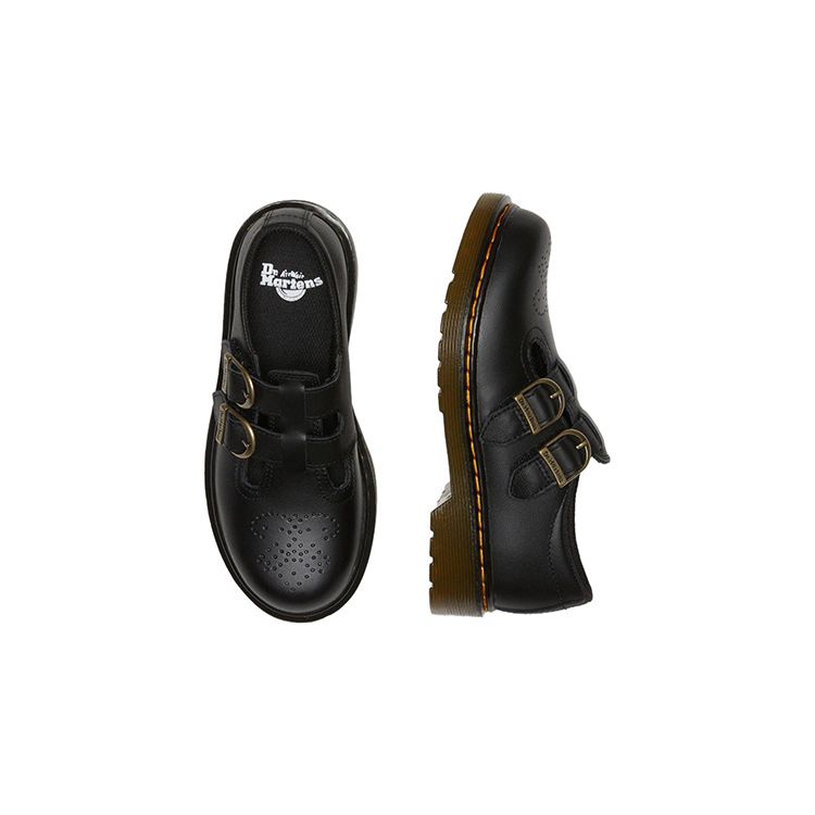 Dr. Martens 8065 Round Toe Buckle Low Top Kids Leather Shoes Kids Shoes Black 30737001