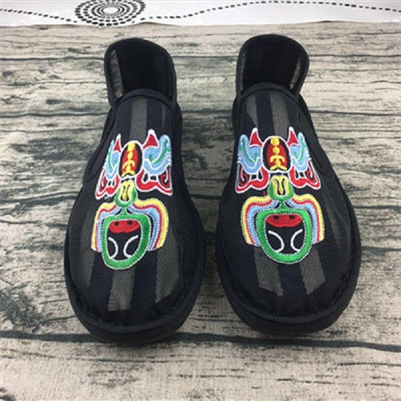 Oude Peking Stoffen Schoenen Holle Netstof Schoenen Airconditioning Schoenen Luie Man Handgeborduurd Mondmasker Gaas Sandalen