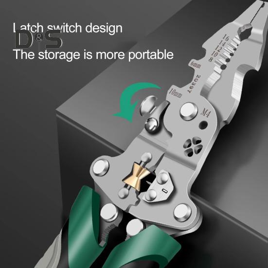 16 In 1 Foldable Wire Stripper Multifunctional Wire Crimping Stripping Cutting Tool Portable Stainless Steel Wire Stripper for Electricians DIY