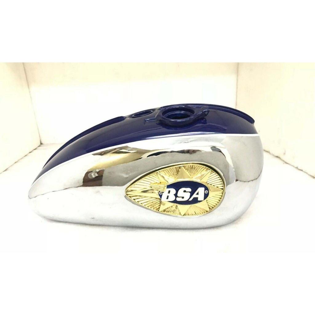 BSA A65 2 GALLON BLUE & CHROME STEEL PETROL FUEL GAS TANK 1968-1969 |Fit For
