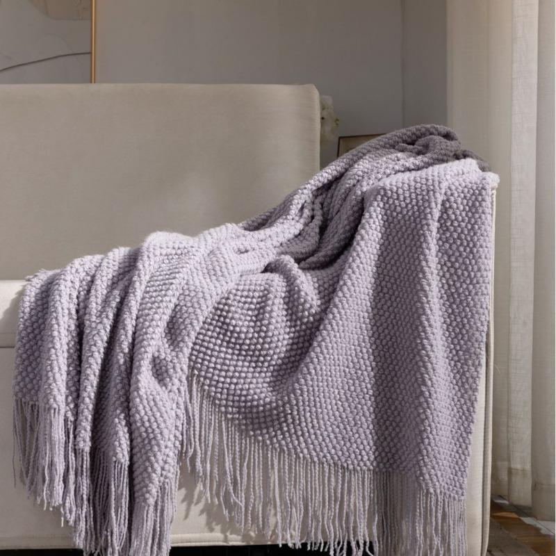 

1 шт. Весенний диванный плед Акриловый Легкий Богемный декор Кондиционирование Дневной сон Накидка Уютный Плед для гостиной 127x172cm серый