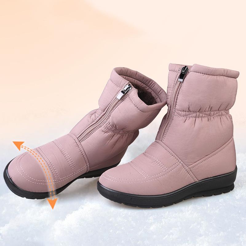

Зимняя обувь 2025 года Красочная Современная Мода Женские Снежные Ботинки Плоская Нескользящая Водонепроницаемая Женская Обувь до Щиколотки Теплый Плюш Большой Размер 41 41 светло-розовый