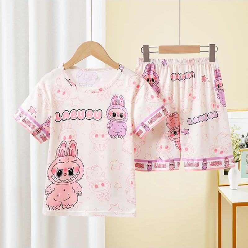 

Детская пижама, Летние тонкие костюмы с коротким рукавом для девочек, Домашняя одежда 8