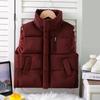 Children's Zippered Down Cotton Stand-up Collar Vests for Autumn and Winter, Solid-colored Vests for Boys and Girls