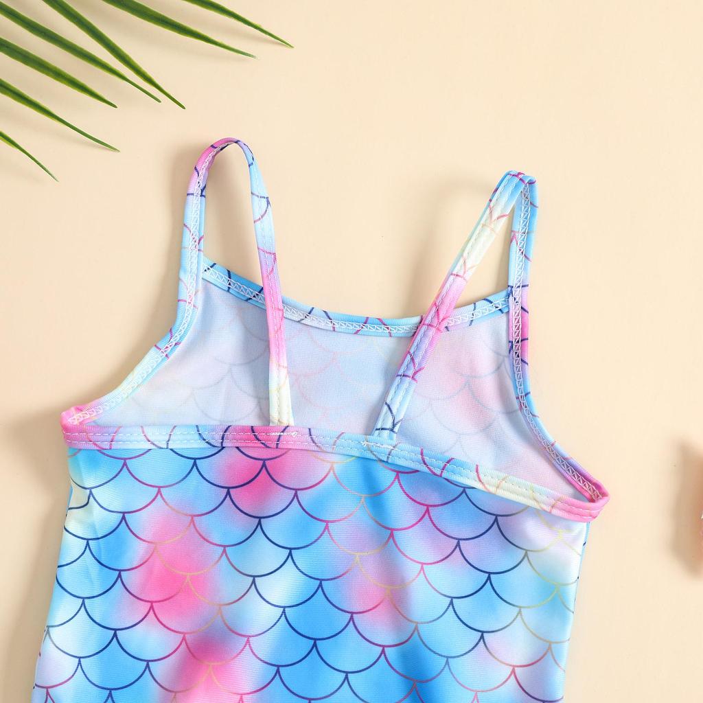 Girls' Mermaid One-Piece Halterneck Swimsuit