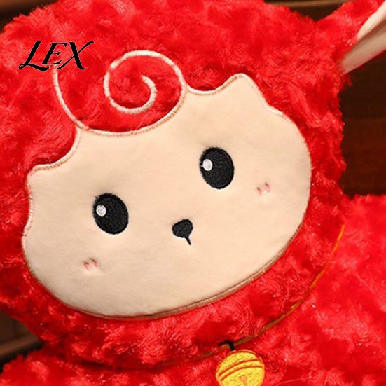 Festive Room Ornament Chinese Zodiac Running Sheep Plush Pillow, 24 Inch Lunar New Year Fluffy Decorative Pillow Decor for Sofa, Soft Throw