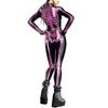 Halloween Cosplay Costumes For Women Skeleton Printed Long Sleeve Bodysuits Slim Elastic Fancy Outfits Catsuit