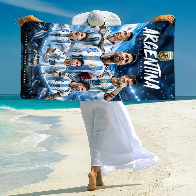 1pc Argentina Football Team Microfiber Quick Dry Beach Towel Absorbent Soft Oversized Sand Free Towel for Travel Pool Gym Swimming Yoga 20a174