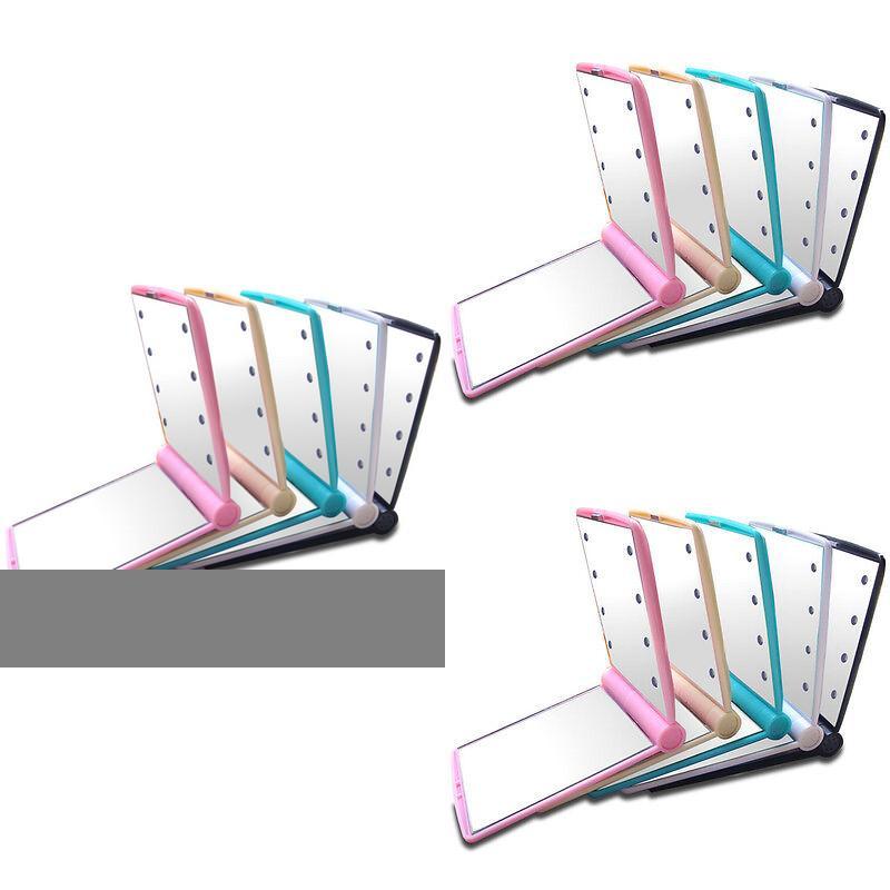 Portable Folding Makeup Mirror With Led Lights For Travel And Home Use
