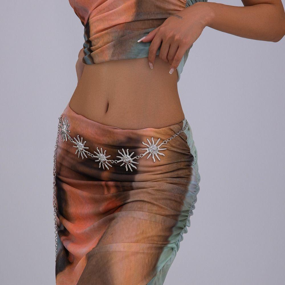 Vintage Metal Sunflower Waist Chain Flower Ethnic Style Belt  Beach Accessories