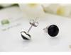 925 Sterling Silver Black Gold Sand Crystal Earrings, Korean Style Fashion Men's Studs