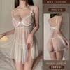 Erotic Underwear, Sexy Halter Lace Seductive Nightdress, Steel Frame Gathering Hot See-through Uniform Pajamas 8802