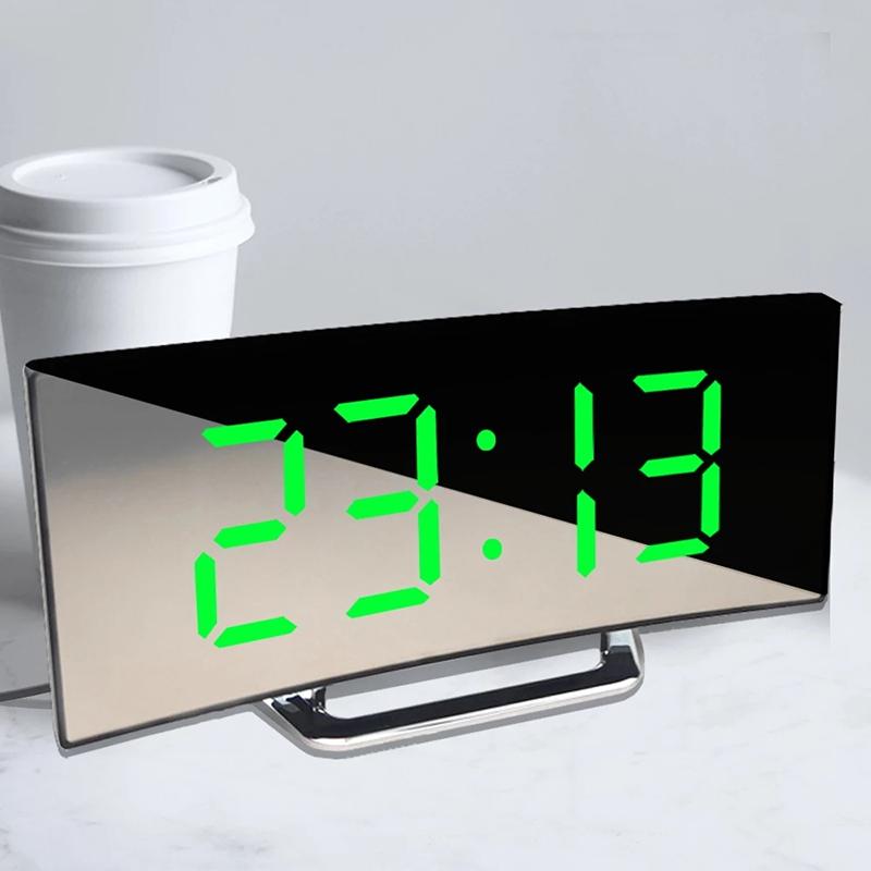 Creative Electronic Clock Large Screen Curved Led Electronic Clock Mirror Clock Mute Alarm Clock