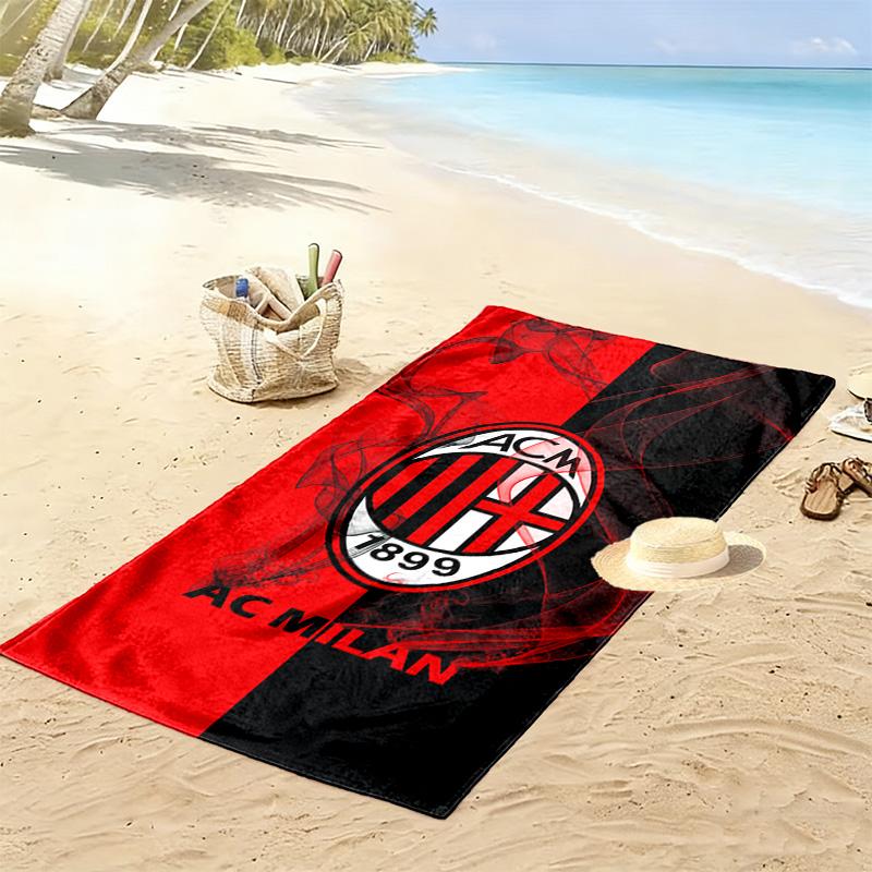 Asciugamano da Spiaggia Stampa AC Milan, Asciugamano Grande Morbido Asciugatura Rapida per Spiaggia Campeggio Nuoto