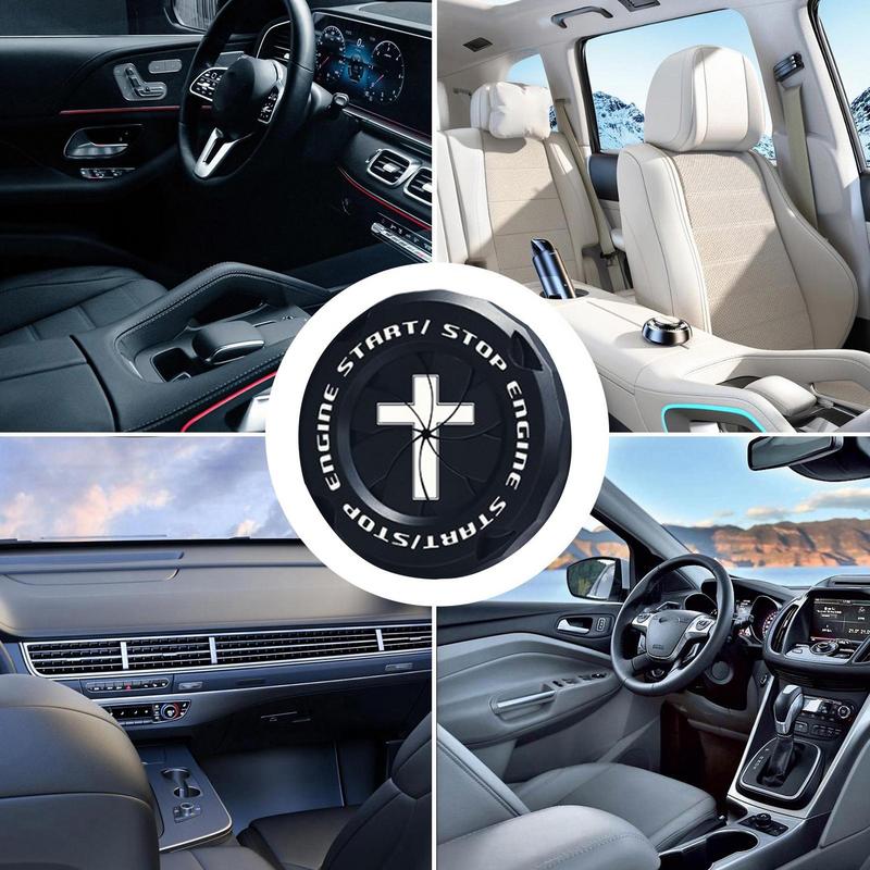 Motorstartknopf Abdeckung Auto Motor Knopf Abdeckung Kreuzmuster Motorrad Zündknopf Abdeckung Autoinnenausstattung Zubehör