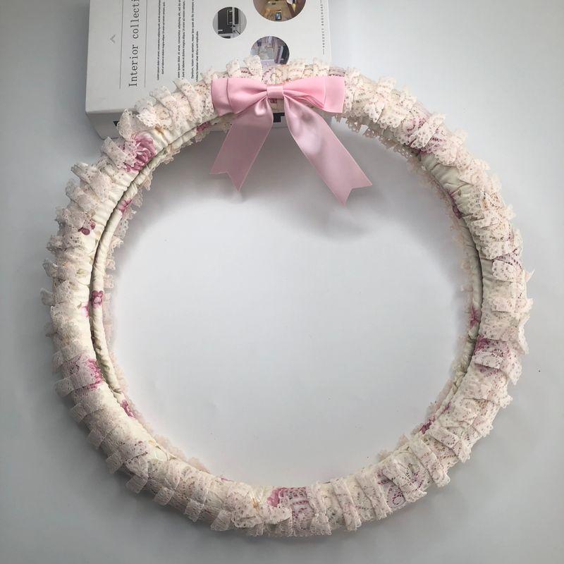 Export Car Personalized Lace Trim Women's All-Season Non-Slip Warm Sweat-Absorbent Car Steering Wheel Cover