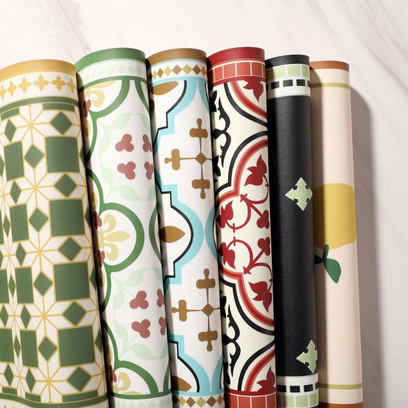 Vintage Floral PVC Leather Placemats Romantic Retro Dining Table Mats Heat Resistant Waterproof Washable Bowl Pads Home Decor