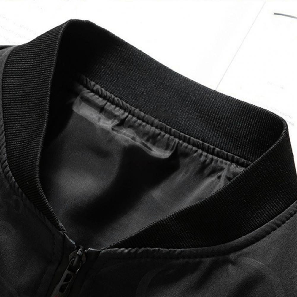 Herrjacka Rock Ståkrage Långärmad Dragkedja Knäppning Jacka med Fickor Tryck Elastisk Fåll Casual Ytterkläder Streetwear