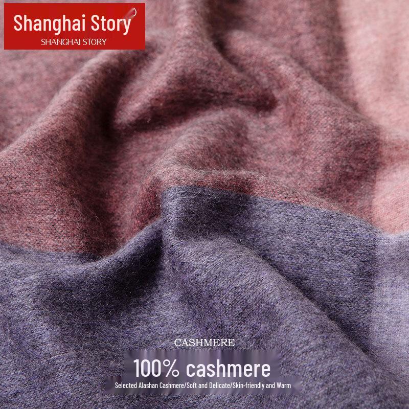 Shanghai Story Women's Pure Cashmere Plaid Scarf & Shawl