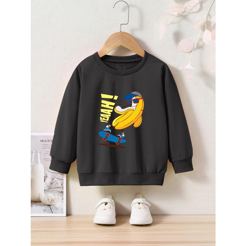 Cartoon Print Crew Neck Sweatshirt - Casual & Comfy, Perfect for Spring/Fall, Machine Washable 110