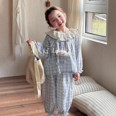 Autumn 2025 Baby Princess Pajama Set: Ruffle Edge, Peter Pan Collar, Cute Sleepwear 85025