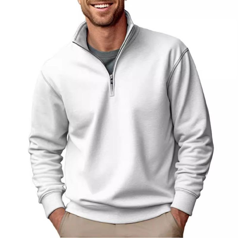 Sudadera nueva para hombre casual con cremallera, cuello alto, terciopelo grueso, color sólido