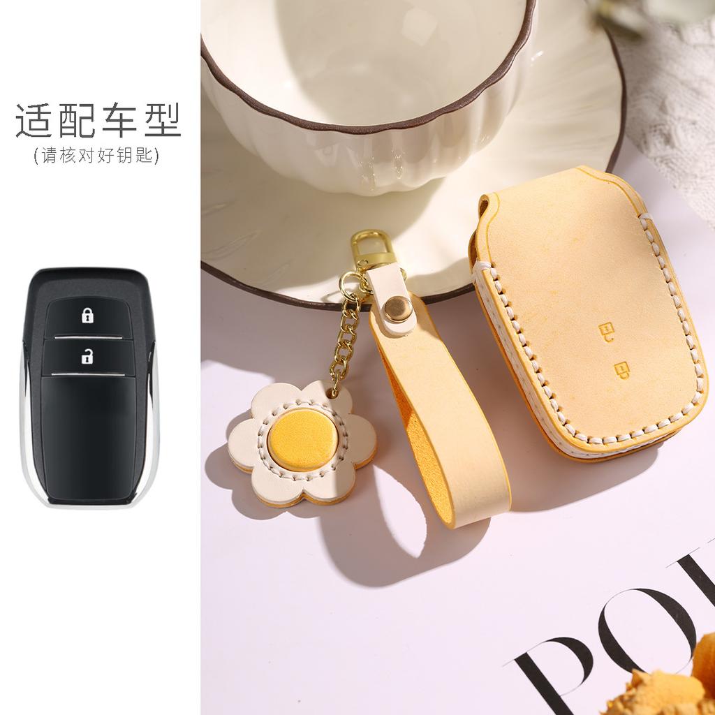 Pure Handmade Leather Key Cover For Toyota Asian Dragon Camry Sena Corolla Fog Wax Vegetable Tanned Cowhide