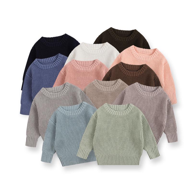 Infant Crew Neck Knit Sweater for Boys & Girls - Toddler Wool Pullover for All Seasons