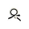 Elegant Black Bow Ponytail Holder with Pearls for Women