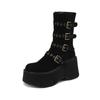 Shoes for Women New Pin Buckle Design Women's Boots Comfortable Wedge Platform Goth Shoes Winter Stylish Zipper Short Boots