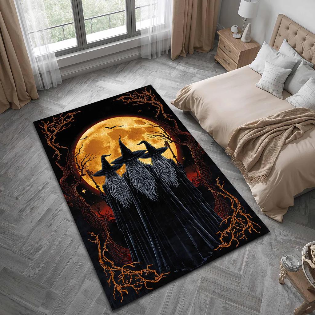 Pumpkin Rug Halloween Rug Gothic Rug,Halloween Art Carpet Halloween Decor Rug Horror Rug,Halloween Themed floor mat