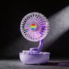 Transparent Table Fan With Atmosphere Light Rechargeable For Home Office And Dormitory Use