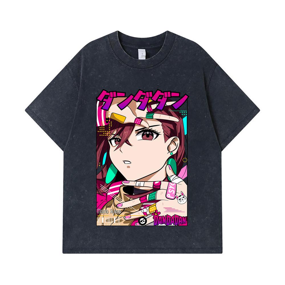 275 GSM Washed T-shirts 100% Cotton Dandadan V21 Momo Print Unisex Heavy Cotton T Shirt