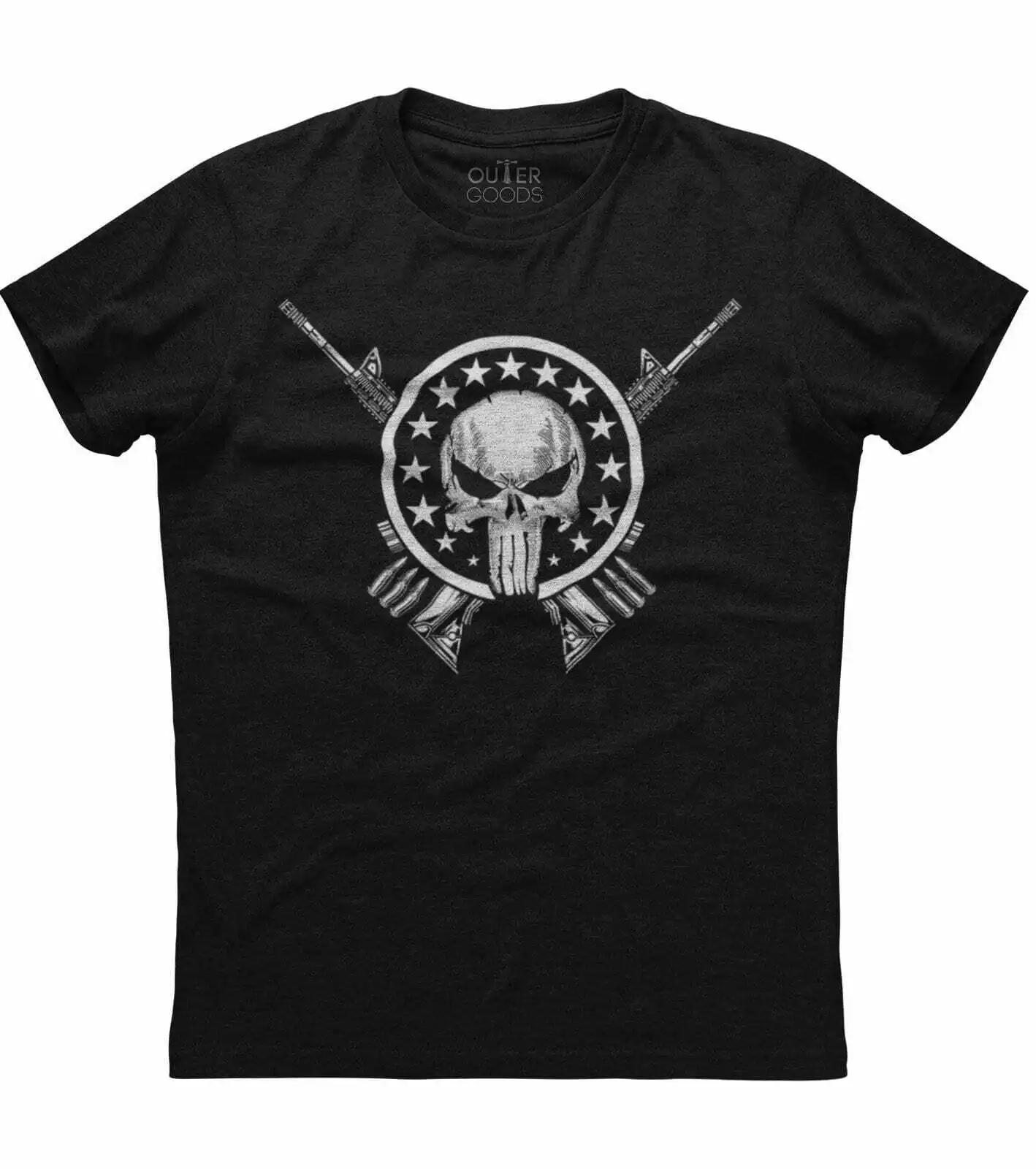 Skull 15 Stars Cross Rifle Printed TShirt Summer Cotton ONeck Short Sleeve Mens T Shirt New S3XL S