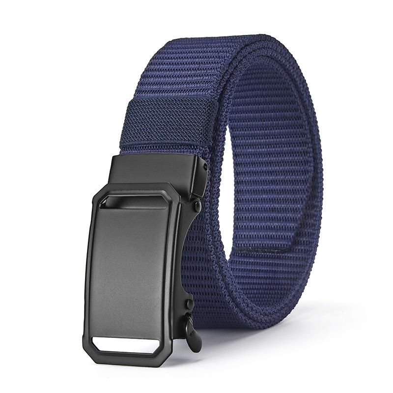 Men's Tactical Canvas & Nylon Woven Belt with Leather Trim - Elastic and High-End Accessory