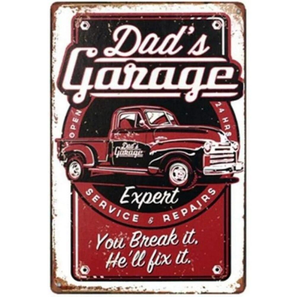 Vintage Dad's Garage Repair Shop Metal Tin Signs Posters Plate Wall Decor for Home Bars Garage Cafe Clubs Retro Posters Plaque