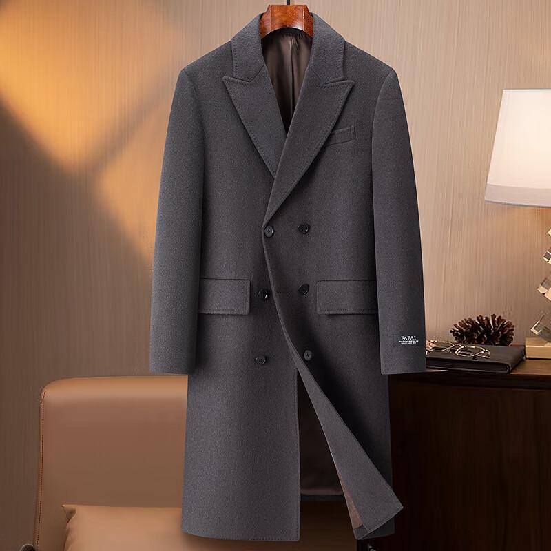 FAPAI Men's Double-Breasted Wool Blend Overcoat