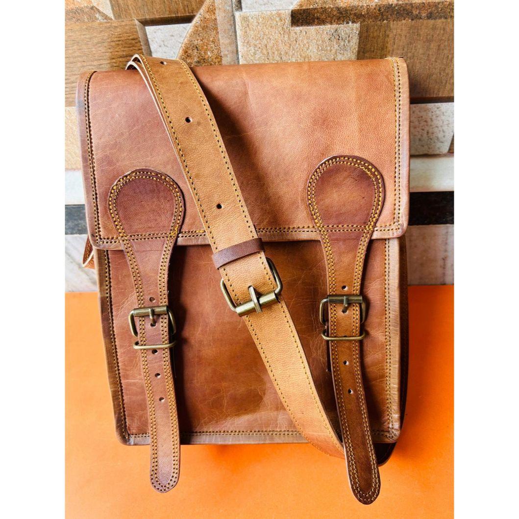 Кожаная сумка-сэтчел с прострочкой для I-pad 9 x 11 x 3 in коричневый — фото 6