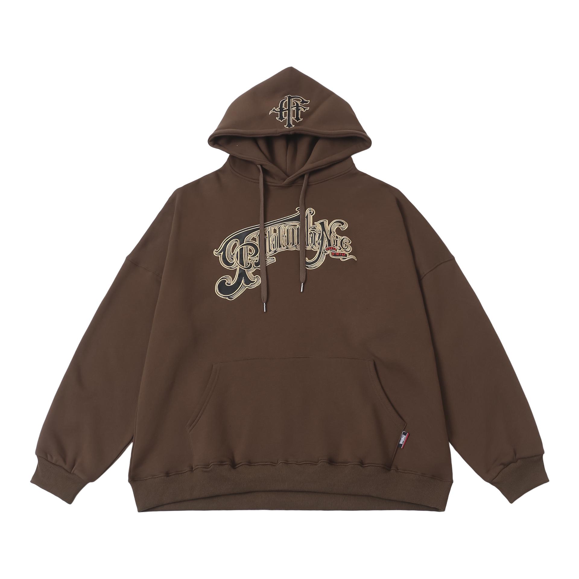 

American-Style Fleece-Lined Oversize Hoodie - West Coast Hip Hop Style. XL коричневий