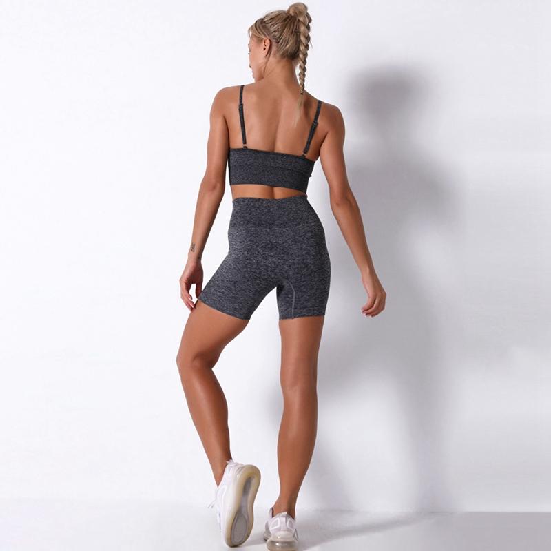 Damen Träger-Tanktop mit hochtaillierten Shorts Enganliegendes Fitness-Set