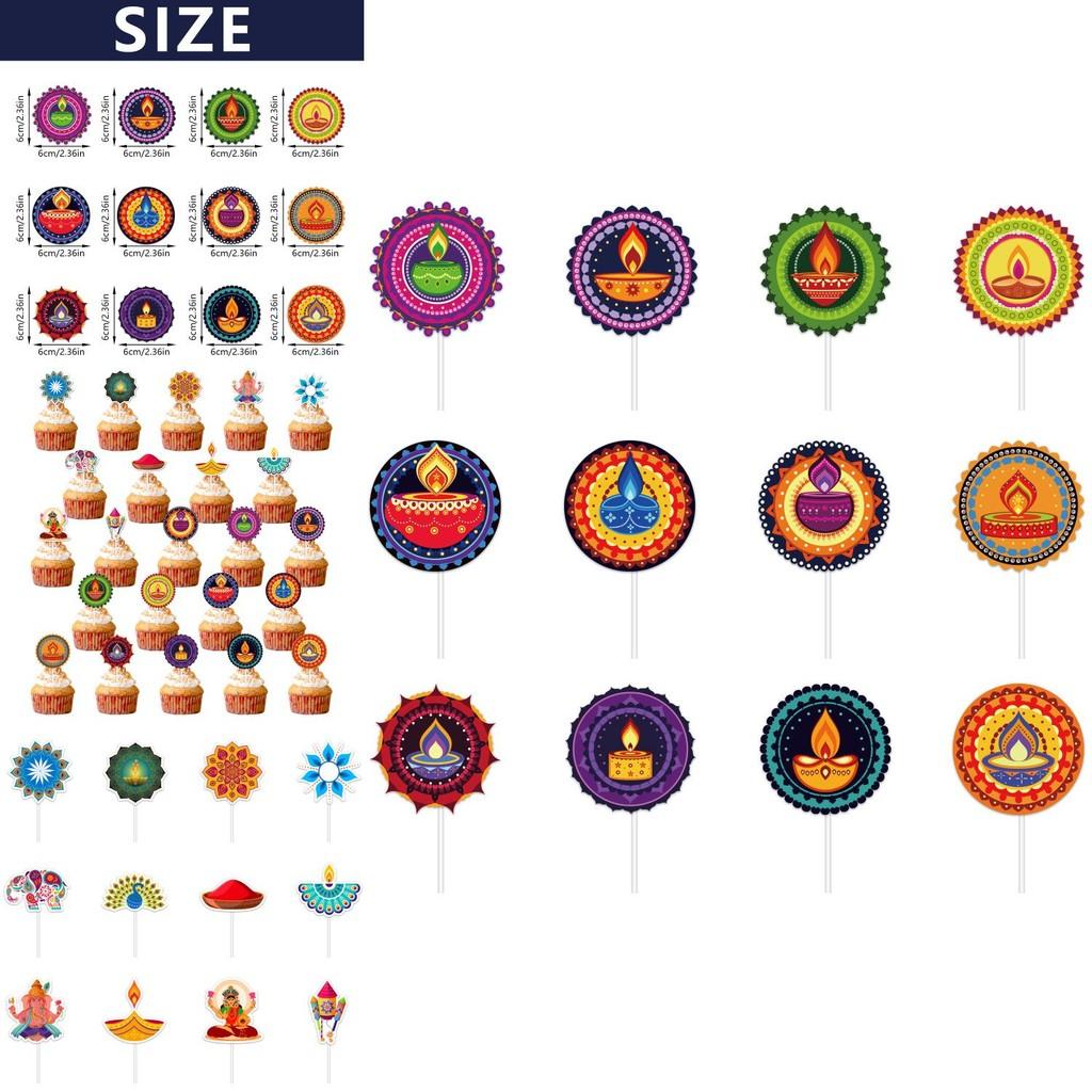 Diwali Theme Cake Topper Flags Paper Party Decor For Celebrations
