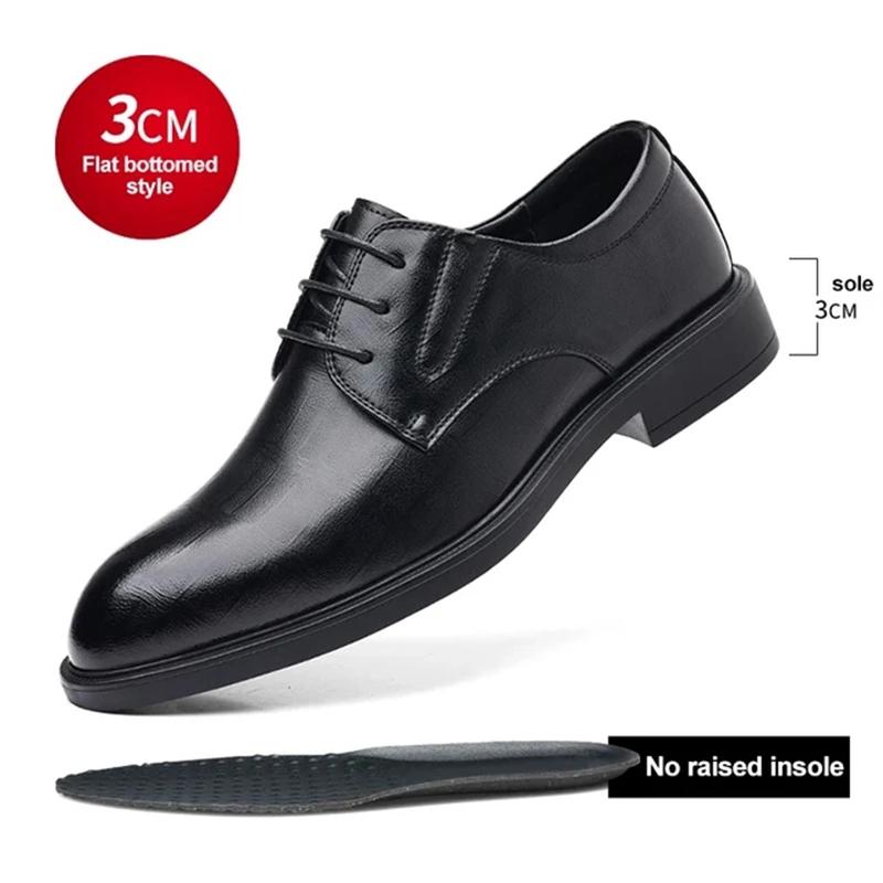 Fashion 3/6/8 CM Elevator Shoes Men Dress Shoes Black Soft Leather Men Heighten Formal Shoes Casual Business Men Oxfords Suit Shoes