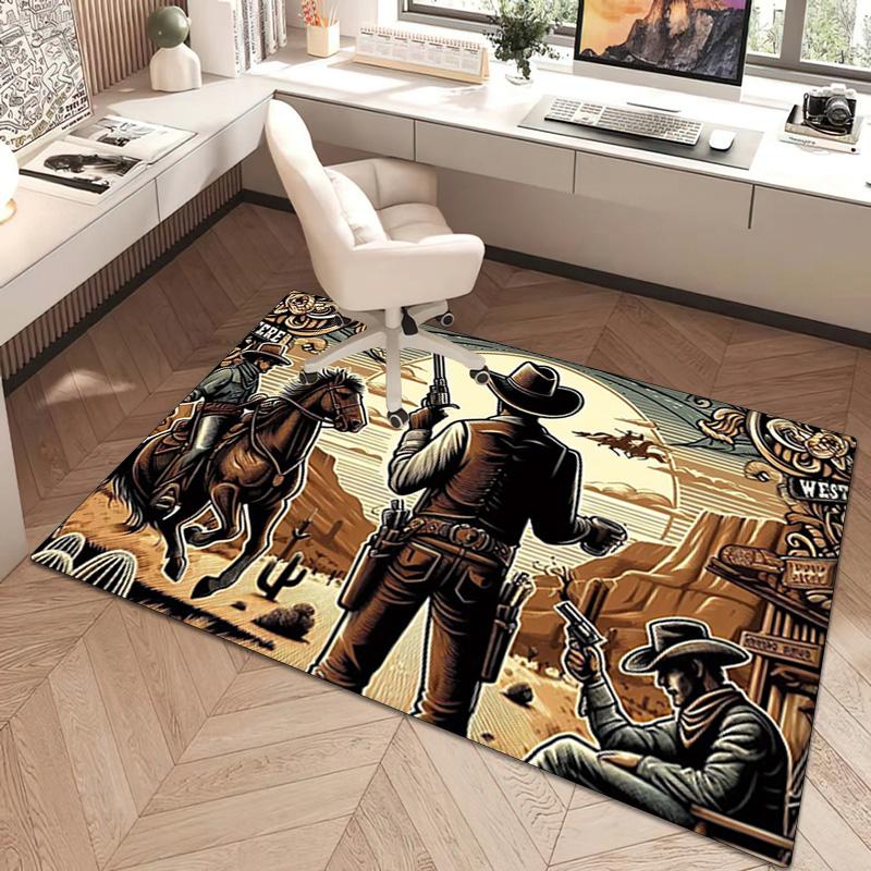 1Pc Cowboy Print Rug - home decoration Carpet For Living Room Bedroom Flooring Computer Chair Area Rug