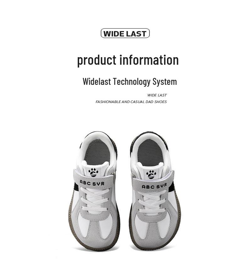 Boys' and Girls' 2026 Casual Wide Toe Leather Sneakers for Spring & Autumn