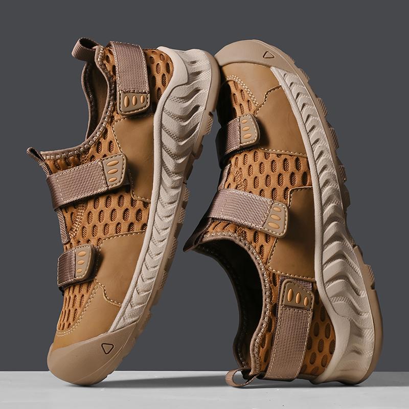 Summer Shoes New Sandals Handmade Mesh Leather Breathable Sandals 38-46